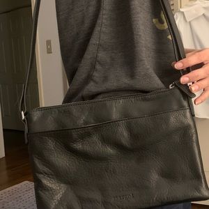 Black leather crossbody bad from Margot New York